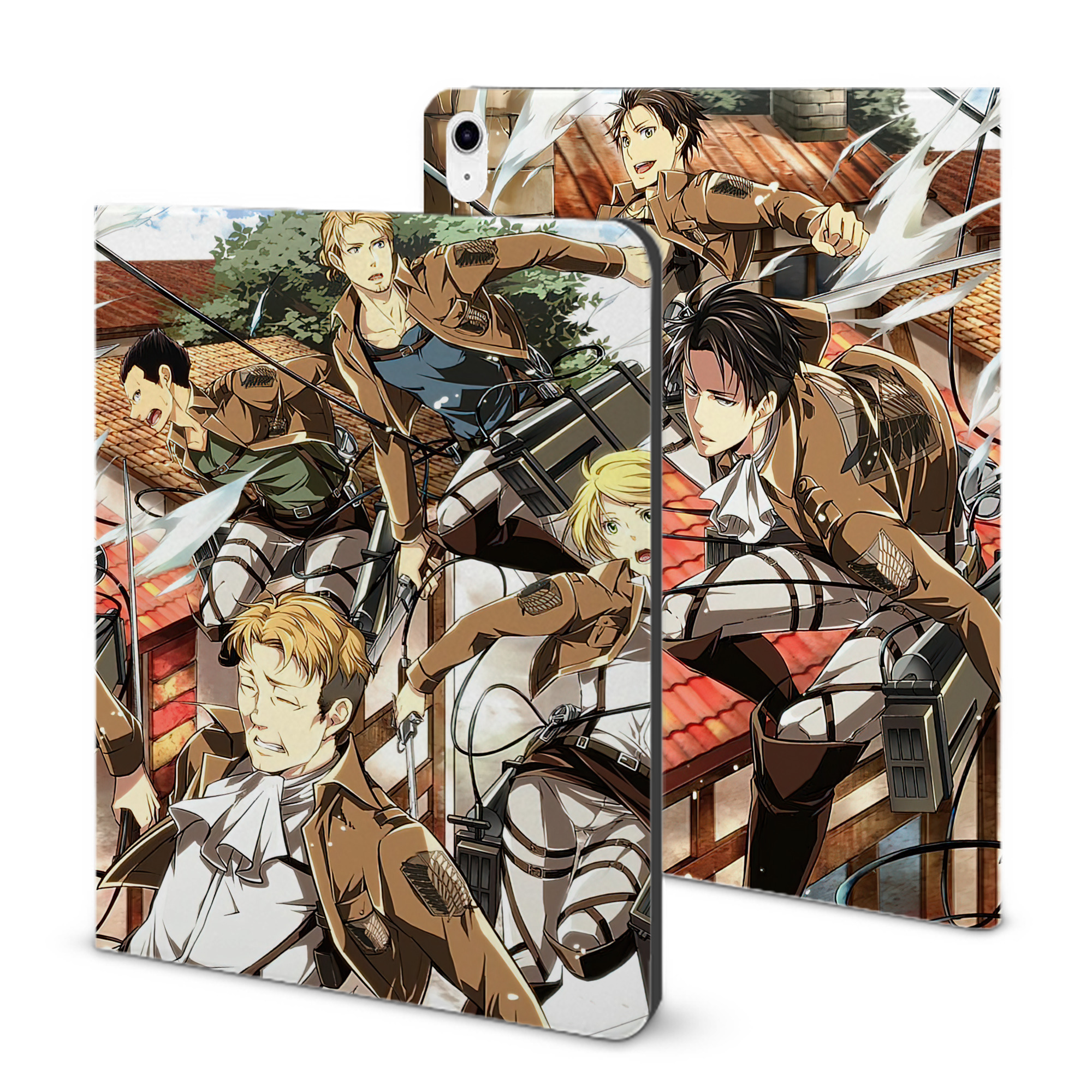 （画像用） 進撃の巨人 Attack on Titan IPad ケース ブック型 PUレザー TPU 耐衝撃 軽量 薄型 ペン収納なし 全面保護 IPad 各モデル対応